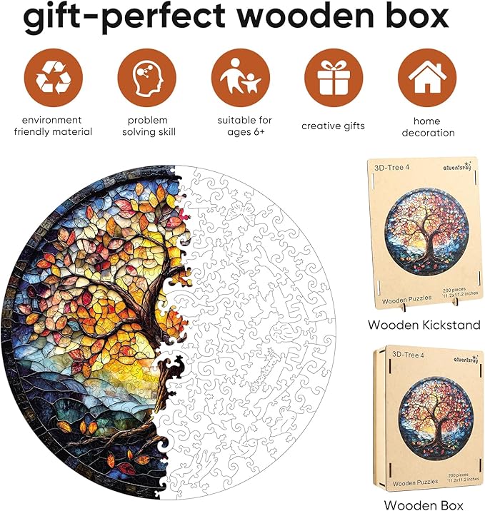 Puzzles for Adults, Life Tree Round Jigsaw Puzzles 200pcs,11.2x112in, Medium, Unique Shape Adult Puzzles, Irregular Wood Creative for Adults and Kids Family Game