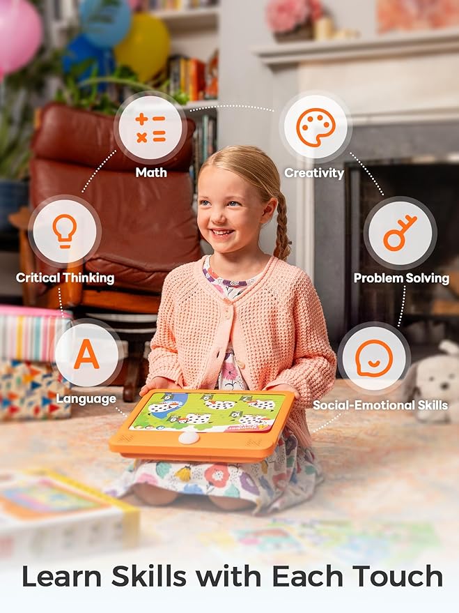 Think Academy Interactive Electronic Learning Pad - Learn-to-Read System with 70 Sound Pages, Card-Insert for Alphabet, Words, Numbers, Music, Learning Activities for Kids 3-5 Years Old