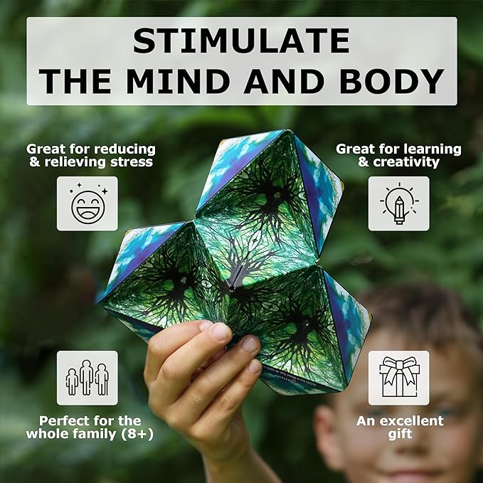 SHASHIBO Shape Shifting Box - Award-Winning, Patented Fidget Cube w/ 36 Rare Earth Magnets - Transforms Into Over 70 Shapes, Gift Box, Download Fun in Motion Toys Mobile App (Undersea, 2 Pack)