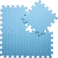 Coolcandy EVA Foam Play Mat, 16 Tiles Colorful Baby Play Mat, Square Kids Playmat with Solid Colored, 0.4" Thickened Interlocking Foam Floor Tiles, Puzzle Play Mat For Baby Lying, Playing (Light Blue)