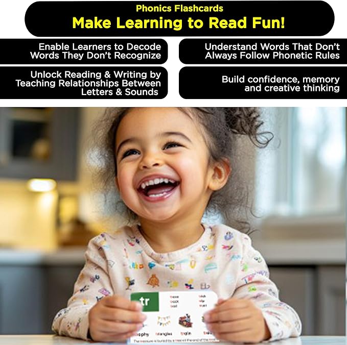 Think Tank Scholar 1000+ Words Phonics Flash Cards + Prefixes & Suffixes (Award Winning) 122 Phonics, 6 Teaching Methods & 6 Fun Games – Preschool, Kindergarten 1st, 2nd, 3rd Grade Homeschool Ages 4-8