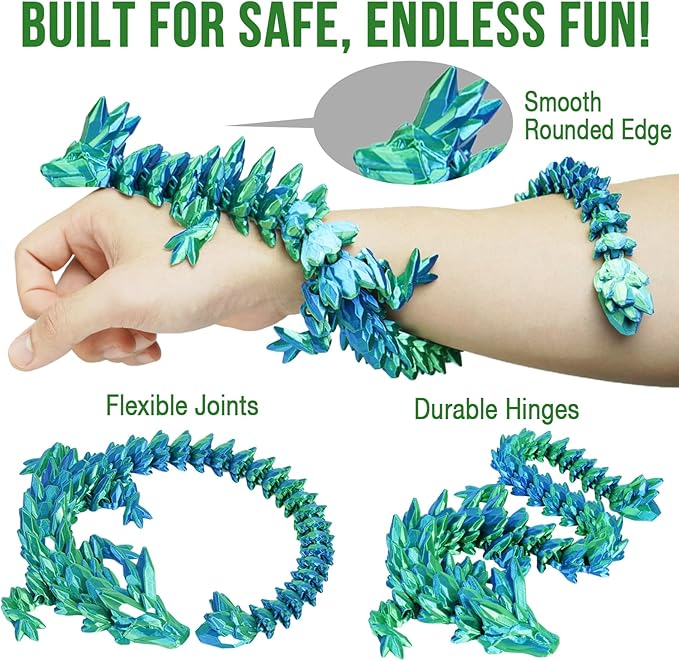 Large Dragon Eggs with Dragon Inside, 3D Printed Surprise Funny Gifts for Kids, Articulated Dragon Fidget Toys for Adults, Executive Desk Toys Office Room Décor (Sky Blue Ombre)