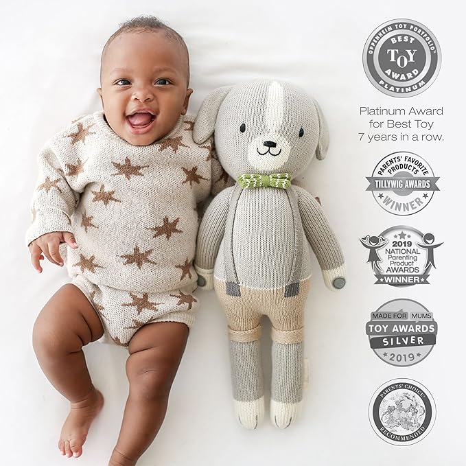 cuddle + kind Noah The Dog Reguar 20" Hand-Knit Doll – 1 Doll = 10 Meals, Fair Trade, Heirloom Quality, Handcrafted in Peru, 100% Cotton Yarn