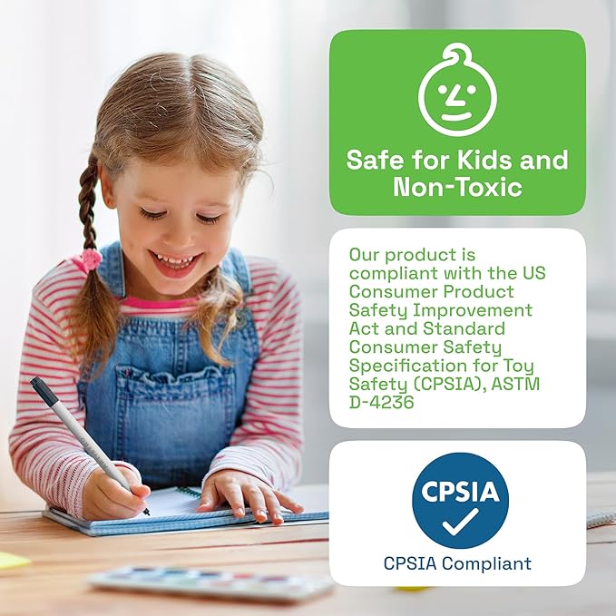 ARTISTRO 5 Black Dual Tip Brush + Fine Acrylic Paint Pens Ideal for Calligraphy - Paint Markers for Fabric, Rock, Glass, DIY - Stocking Stuffers, Christmas Gift Idea for Teens, Grandkids, Kids