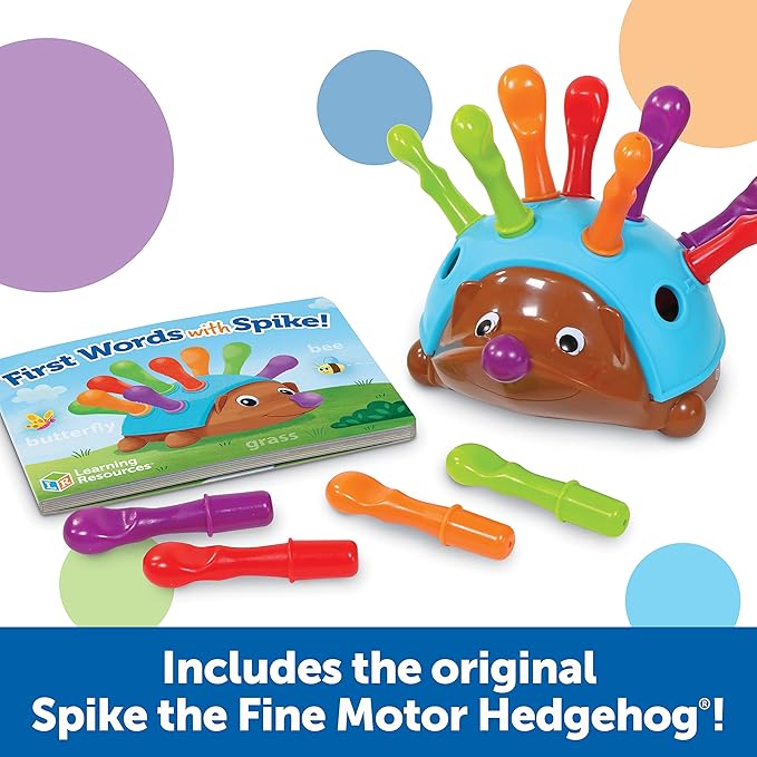 Learning Resources Spike The Fine Motor Hedgehog First Words - 15 Pieces, Age 18 Months+ Toddler Toys, Fine Motor Fun, Preschool Fine Motor Skills, Toddler Activity