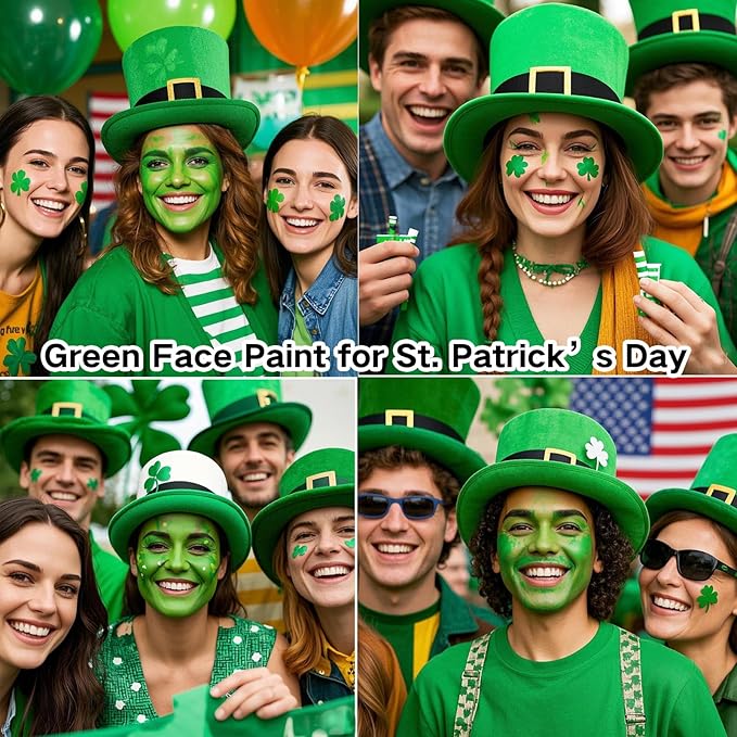 MEICOLY Green Face Body Paint Stick(1.06 Oz),Halloween SFX Cosplay Elphaba Witch Makeup,Hunting Hulk Gamora Camo Face Paint,St.Patrick’s Day Face Paint Makeup Accessories,Waterproof Green Eye Black