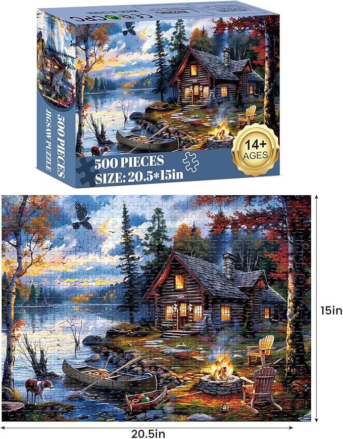 Puzzles for Adults 500 Pieces Puzzle Coutryside Jigsaw Puzzles for Adults Kids Autumn Puzzles Family Challenging Games Great Gift Unique Brain Teaser for Puzzle Enthusiasts, 20.5 x 15in