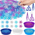 208 Pcs Winter Frozen Sensory Bin Items Winter Acrylic Snowflake Counting Sorting Sensory Bin Filler Fine Motor Frozen Snowflake Counts for Xmas Counting Decor