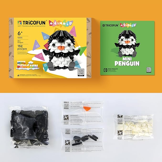 Animals 3D Soft Building Blocks - Cute Animal Kit, Pressure-Relief, STEM Educational Toys, Enhance Hands-On Skills Interlocking Building Blocks (1111-Mini Penguin)