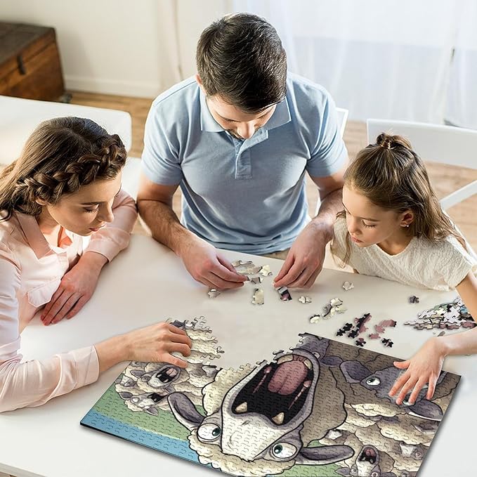 Sheep for Adults Fun 1000 Pieces 3D Animal Thickened Wooden Jigsaw Puzzle Stress Relief Education Game Home Decoration Toy Intellectual Game Relaxation and Intelligence 1000pcs (75x50cm)
