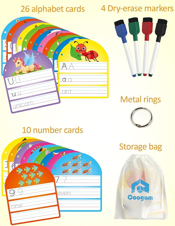 Coogam Handwriting Practice Copybook, Write and Erase Alphabet Number Learning Materials, Educational Tracing Letters for Pre-K Homeschool Student Kids Age 3-6
