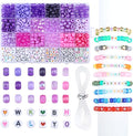XIANNVXI 24Colours Pony Beads for Bracelet Friendship 720pcs Letter Kandi Purple Pony Beaded Kit Bracelet Making Kit for Jewelry DIY Crafts