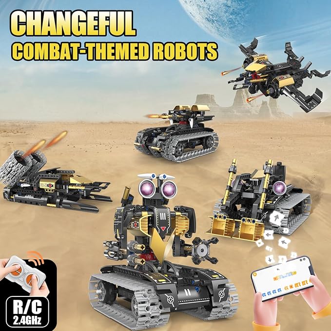 5 In1 Robot Toy for Kids Building Kit,323 Pcs Blocks App & Remote Control Robotics Kit,Steam Rc Robot Building Toys for Kids Age 6 7 8 9 10 11 12+,DIY Educational Gift for Boys & Girls