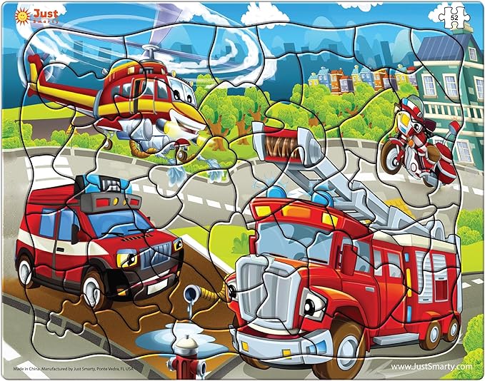 Just Smarty Fire Truck Toddler Puzzles for Boys and Girls | Fire Truck Toy 52 Pieces Jigsaw | Firefighter Puzzle | Firefighter Kids Great Gift | Kids Toy Ages 4-6 | Puzzles for 5 Year Olds