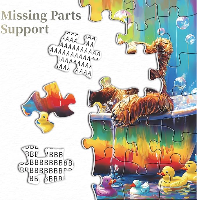 Bear Animal Puzzles for Adults 1000 Pieces, Funny Bathing Bears Jigsaw Puzzle, Challenging Rainbow Duck Puzzle as Home Decor