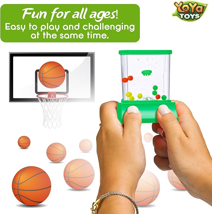 YoYa Toys Aqua Rings Handheld Water Game - Set of 2 - Water Ring Toss and Basketball Hoop Toy - Gift for Ages 3 4 5 6 7 8 9 - Nostalgic 80's 90's Retro Mini Games - Fun Car Road Trip Travel Activities