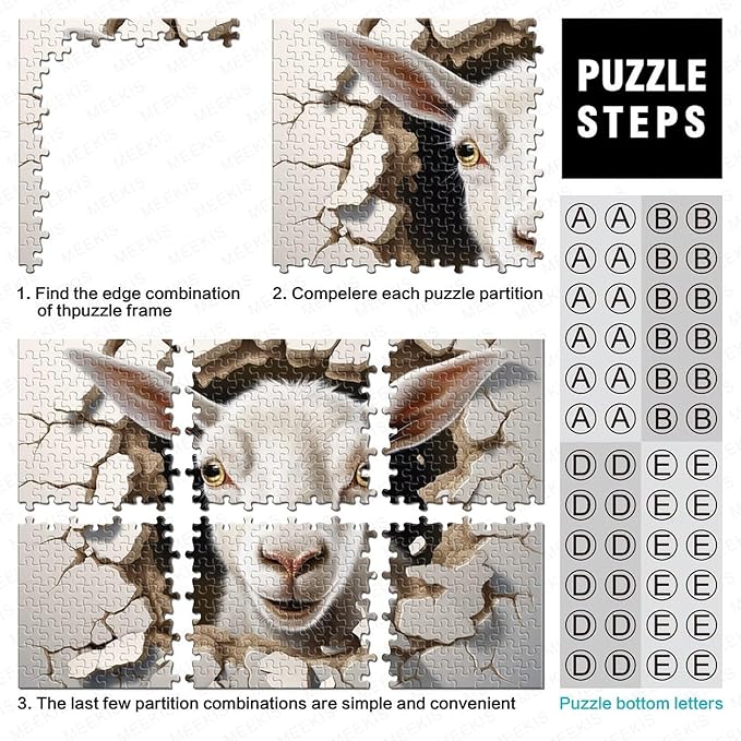 Sheep Adults Fun 500 Piece 3D Animal Thickened Wooden Jigsaw Puzzles Home Decoration Stress Relief Toy Toy Intellectual Game Education Game Challenge Educational 500pcs (52x38cm)