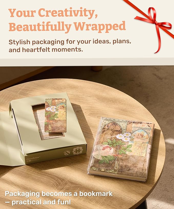 PieceRelax A5 Puzzle Journal 329 Plastic Pieces for Adults - Katsushika Hokusai - The Great Wave - Book Cover & Notebook, Unique Puzzle Gift, Jigsaw Artwork [YA1066]
