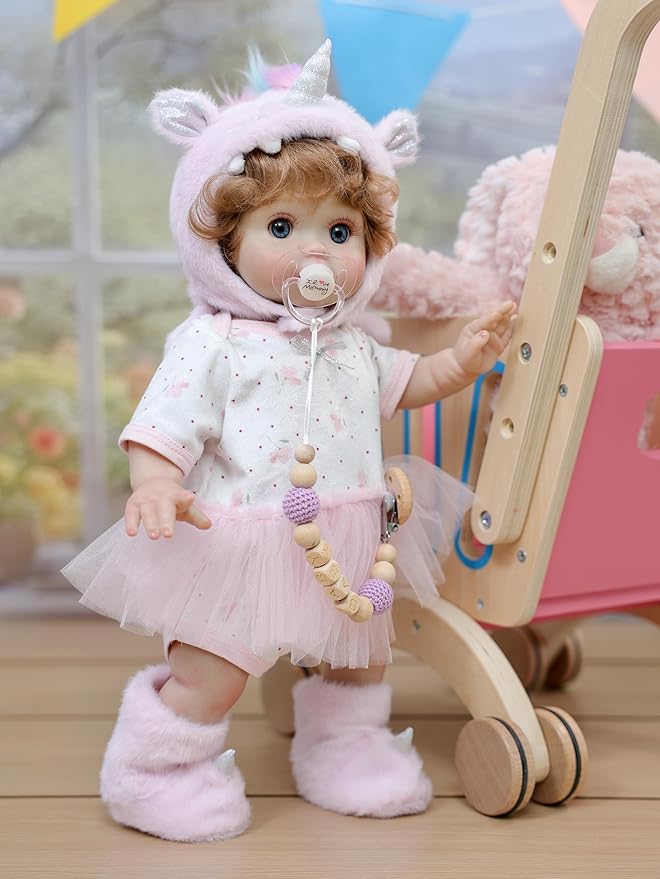 Reborn Baby Dolls, 18inch Large Realistic Hand-Rooted Hair Lifelike Baby Dolls with Accessories for 3+ Year Old Girls Gifts, Pretend Play, Collection