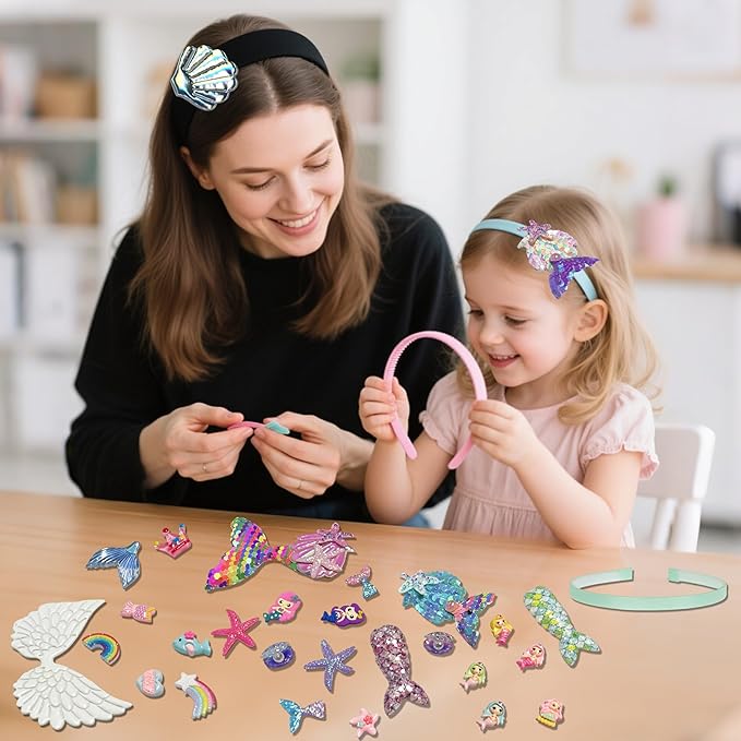 GO2HEJING Headband Making Kit for Girls - Make Your Own Fashion Headbands, Hair Accessories for Girls, DIY Arts and Crafts Gifts for Ages 6-9 Years Old