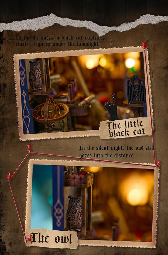 DIY Book Nook Kit,Magic Dollhouse Kit DIY Miniature House Kit for Adults Teens,Booknook Bookend Bookshelf Decor,3D Wooden Puzzle with LED & Dust Cover,Easter Halloween Home Decor Birthday Gifts