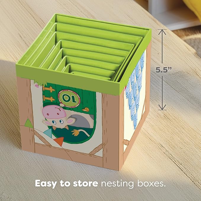 HABA On The Farm Stacking & Nesting Cubes – 10-Piece Montessori Toys for Toddlers, Award-Winning Educational Stacking Toy & Farm-Themed Blocks