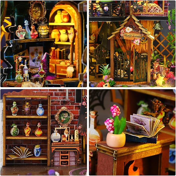 Miniature House Kit, Tiny House Kit with Light, DIY Mini House Building Kits for Adults to Building, Unique Gift for Birthday Christmas, Magic House
