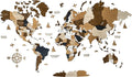 Wooden World Map 3D Art Large Wall Decor - Size (M & L & XL) Any Occasion Gift Idea - Wall Art For Home & Kitchen or Office (COFFEE, 83,86" x 44,49")