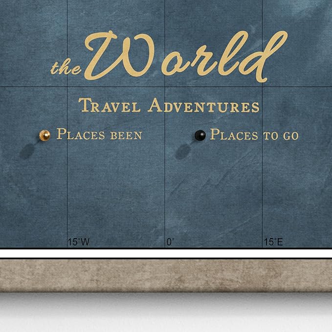 Canvas World Map with Cork Pin Board - English Lettering - Decorative Wall Decoration for All Rooms - Canvas Pictures with World Map Motif (90x60 cm, Pattern 13)