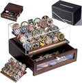 Premium Challenge Coin Display Case for 100 Coins - 360° View & Interchangeable Panels - Military, Police, Fire Fighter Gift for Retirement, Promotion