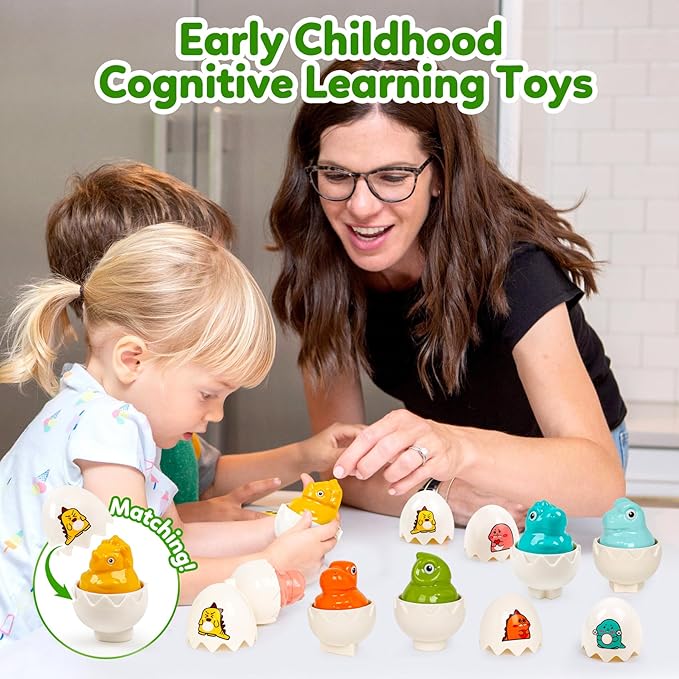 Dinosaur Toys,Egg Toy for Toddlers 1-3,Montessori Sensory Early Educational Learning Shape Matching & Sorting Games Fine Motor Toys Gifts for Boys Girls
