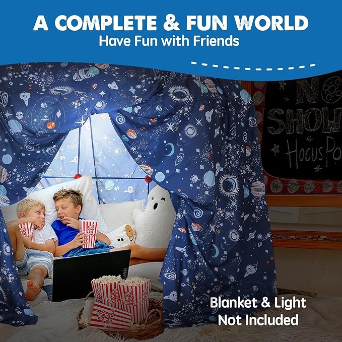 Tiny Land Fort Building Kit Creative Fort Indoor Outdoor for 5,6,7,8 Years Old Boys and Girls STEM Building Toys with Storage Bag DIY Castles Tunnels with 86 Rods and 44 Balls
