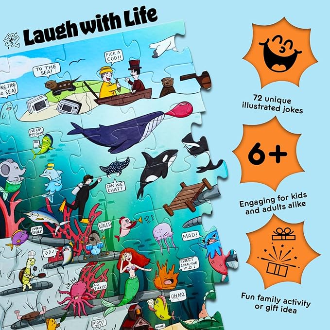 Under The Sea Joke Puzzle – 72pcs Underwater-Themed Kids Puzzle, Festive Extra Large Floor Puzzles for Kids Ages 5+, Fun Childrens Puzzles & Toddler Educational Toys in 24" x 36" Size