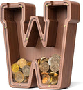 Summidate Wooden Letter Piggy Bank, Extra Thick Large Capacity Piggy Bank for Kids Boys Girls Toddler, Alphabet W Money Bank| Coin Box Birthday, Christmas, Festival