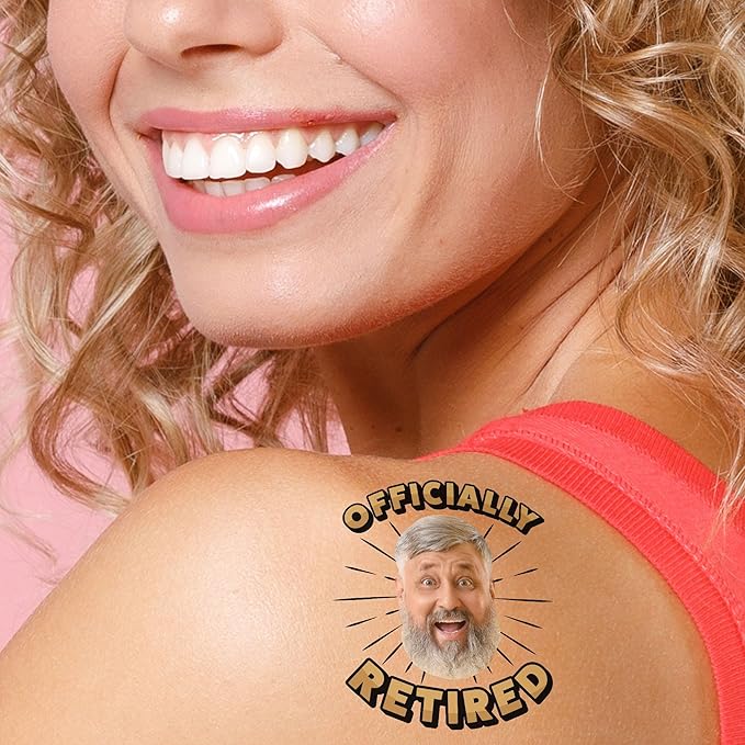 Big Dot of Happiness Custom Photo Happy Retirement - Retirement Party Favors - Fun Face Temporary Tattoos - Set of 12