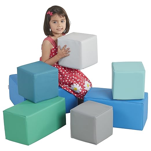 ECR4Kids SoftZone Big Foam Building Blocks, Soft Playset, Contemporary, 7-Piece