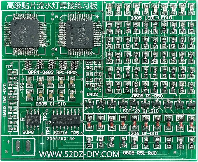 SMT Soldering Practice Board Kit DIY Welding Practice Kit DIY Electronic Kit for STEM Beginners School Education (Green)