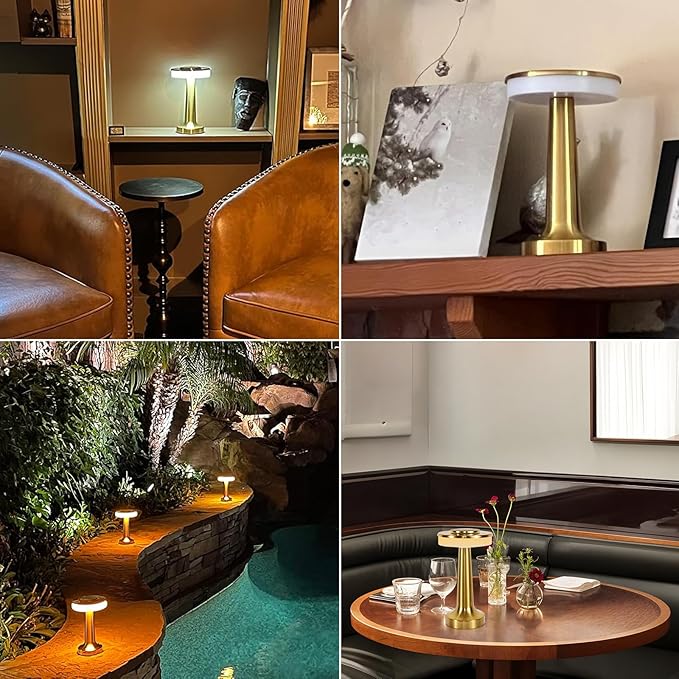 Cordless Table Lamp, Portable LED Desk Lamp, Table Sensor Control Beside Lamps, Kids Night Light with Stepless Dimming & Charging Completed Tip Light & 3 Colors Changing