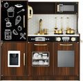 Best Choice Products Pretend Play Kitchen Wooden Toy Set for Kids w/Realistic Design, Telephone, Utensils, Oven, Microwave, Sink - Espresso