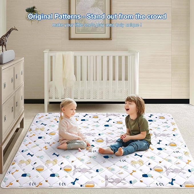 Premium Foam Baby Play Mat for Floor 79" X 71", Extra Large Soft Thicker Activity Playmats for Babies, Toddlers, Infants, Play & Tummy Time, Foldable & Machine Washable Baby Crawling Mat
