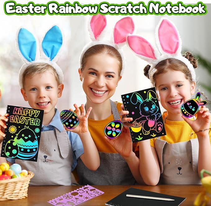 Kids Scratch Art Party Favors Gifts: 16 Pack Dinosaur Scratch Notebook Paper Birthday Party Favor Toy Girls Boys Art Craft Kit Summer Classroom Goodie Bags Return Gifts for Birthday Party Favors Bulk