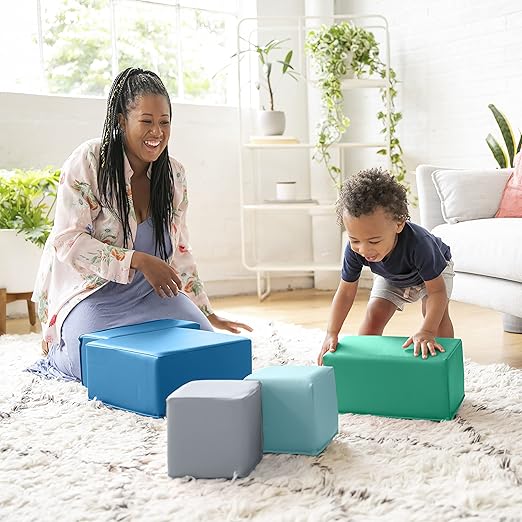 ECR4Kids SoftZone Big Foam Building Blocks, Soft Playset, Contemporary, 7-Piece