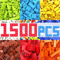 1500 Pieces Classic Building Bricks in 8 Popular Colors and 12 Mixed Shapes, Creative Small Building Blocks Set Learning Educational Toy Gift for Kids, Compatible with All Major Brands