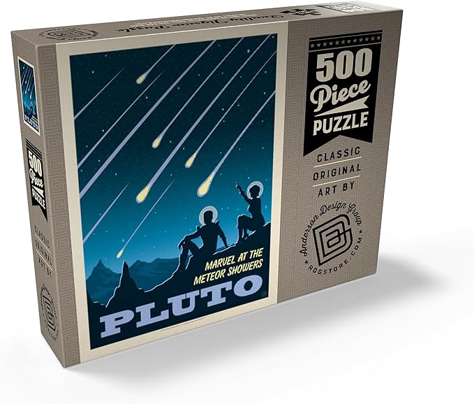 MyPuzzle Pluto: Meteor Showers, Vintage Poster - Premium 500 Piece Jigsaw Puzzle for Adults