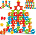 RAINBOW TOYFROG Puzzle Splicing Stacking Circles with Balls - Active Toy for Kids Ages 3+ to Build, Stack, and Toss. Colorful Educational Game for Creative Learning and Social Skills Development