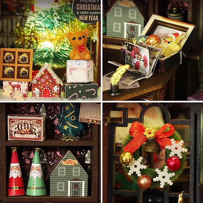 Christmas Miniature Dollhouse Kit, DIY Dollhouse Miniature House Kit for Adults, Tiny House Kits Mini Model Building Sets with Music (Christmas Wonderland)