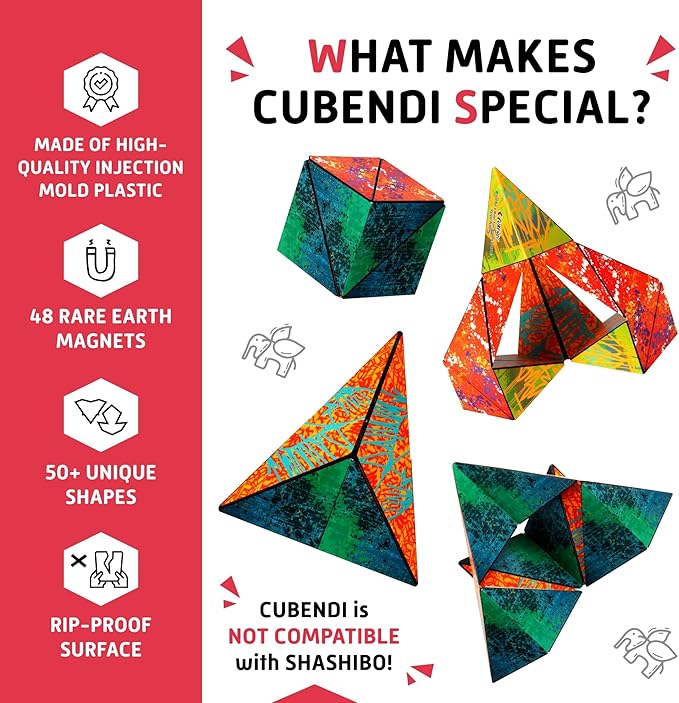 Geometric Origami Puzzle - Infinity Fidget Cube for Adults, Kids & Teens – Mesmerizing & Magnetic Shape Shifting Box w/ 48 Rare Earth Magnets - by Fun in Motion Toys (Twist)
