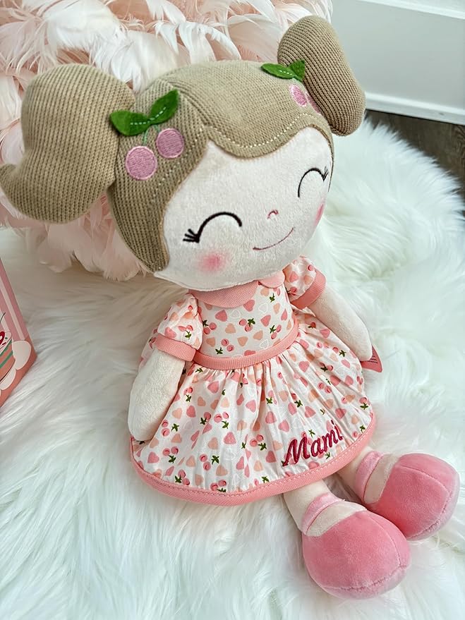 Gloveleya Personalized Doll with Embroidered Name - Brown Deer Custom Plush Doll for Girls Cute Plush Doll Customized Gift - Muñecas de Trapo Personalizadas para Niñas