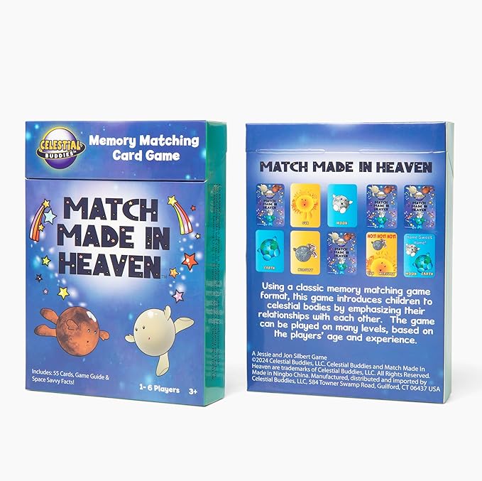 Celestial Buddies Card Game 4 Pack - Galactic Go Fish, Match Made In Heaven, Found in Space, and Buddies Battle | Space-Themed Fun Educational Fun for Kids | STEM Learning, Planets & Space Exploration
