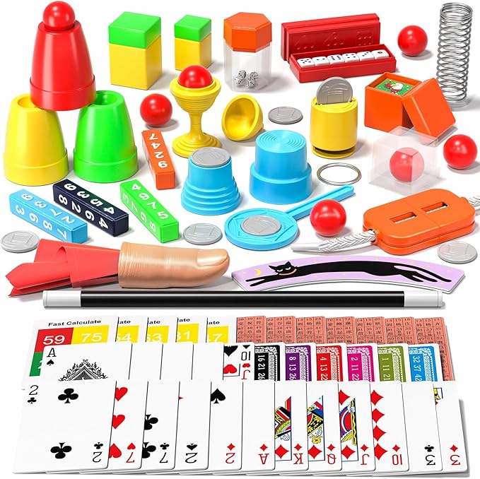 Magic Kit for Kids 6-8-10-12, 130 Magic Tricks Set for Kids with Magician Costume and Magic Wand, Halloween Christmas Birthday Gifts Toys Magic Set for Ages 6 7 8 9 10 11 12 Years Old Boys Girls Kids